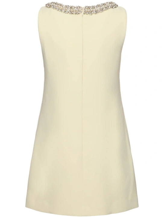 YELLOW CREPE BOW MINI DRESS