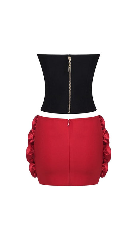 HIROSHI STRAPLESS FLOWER SKIRT SET