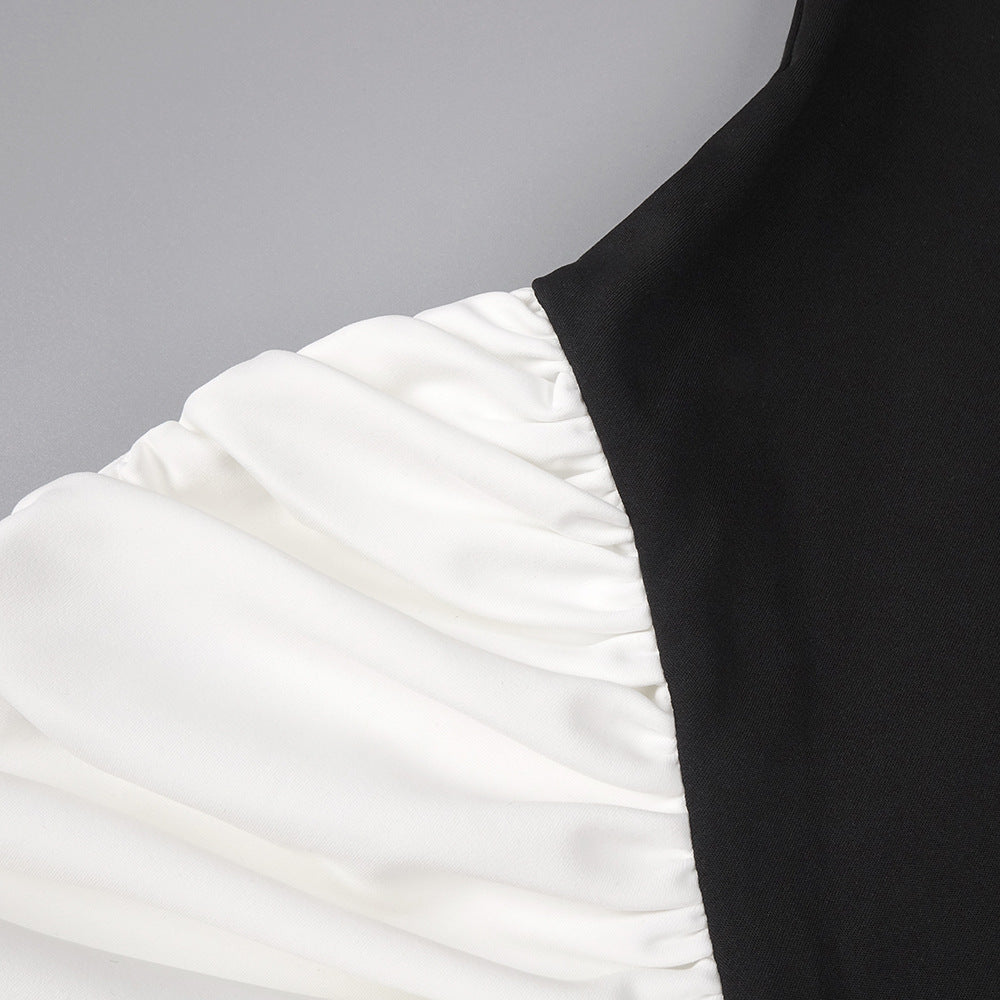 AIIZIE HESPERIA HALTER RUCHED MINI DRESS - TWO-TONE BODYCON GLAMOUR - product image