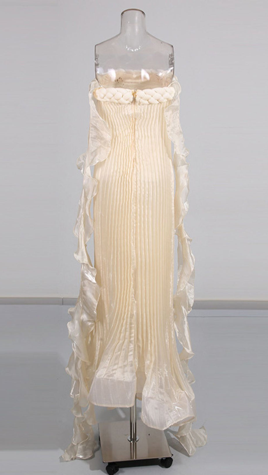 IMOGENE ETHEREAL PLEATED MAXI GOWN | STRAPLESS ELEGANT EVENING DRESS