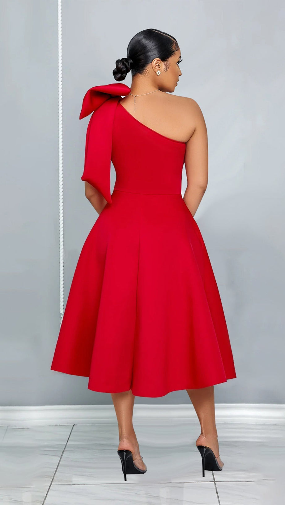 ARABELLE BOW MIDI DRESS