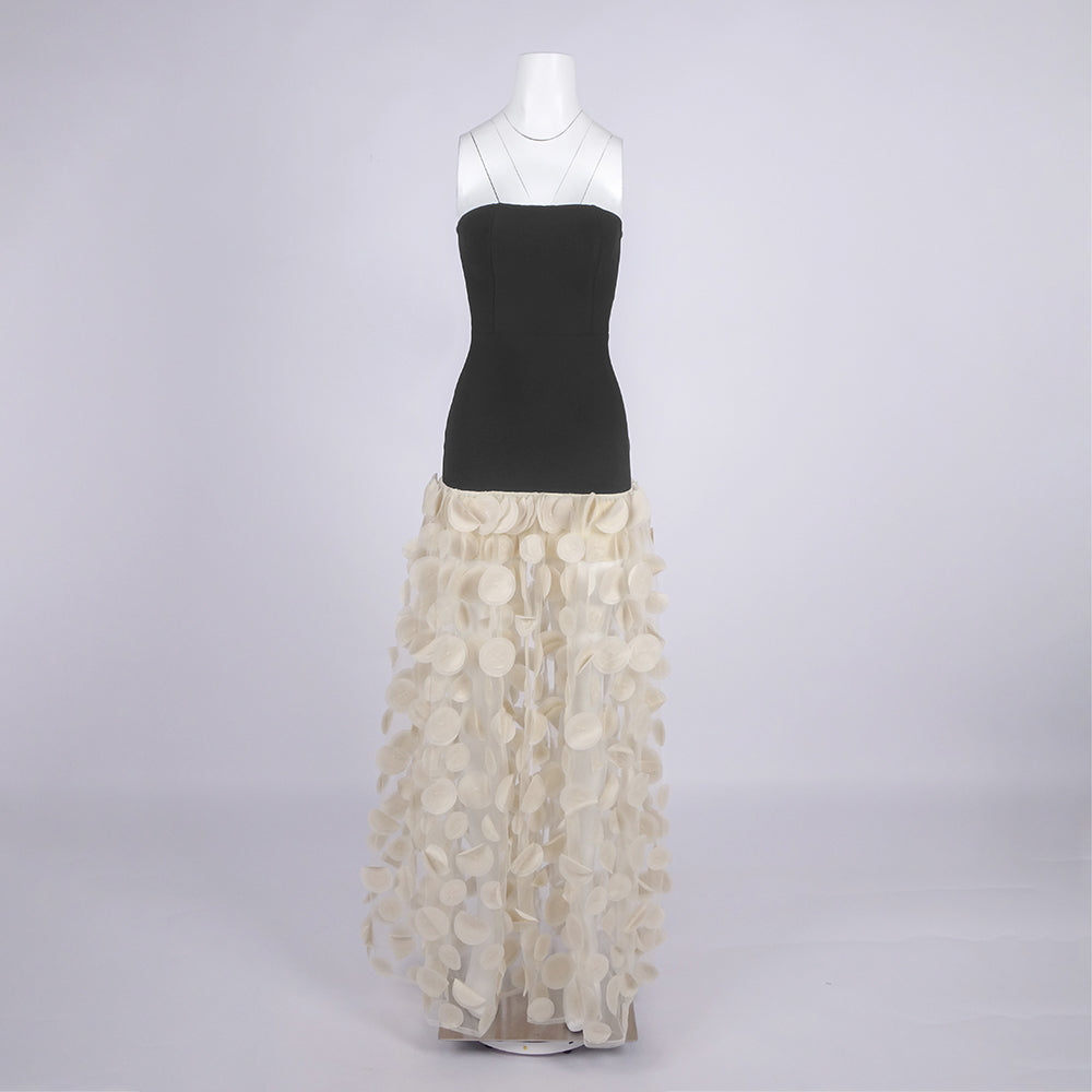 Trägerloses A-Linien-Maxikleid Aprikose 