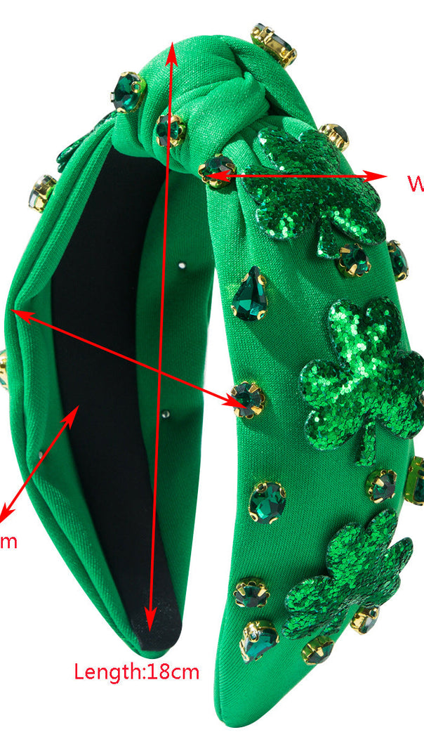 AIIZIE GREEN DIAMOND-ENCRUSTED CLOVER HEADBAND - product image