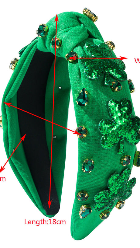 GREEN DIAMOND-ENCRUSTED CLOVER HEADBAND