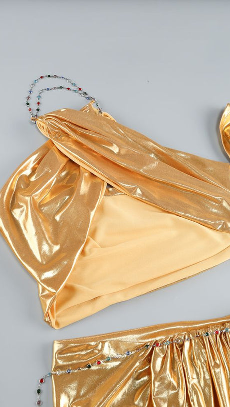 ANILA YELLOW RUCHED LEATHER MIDI DRESS