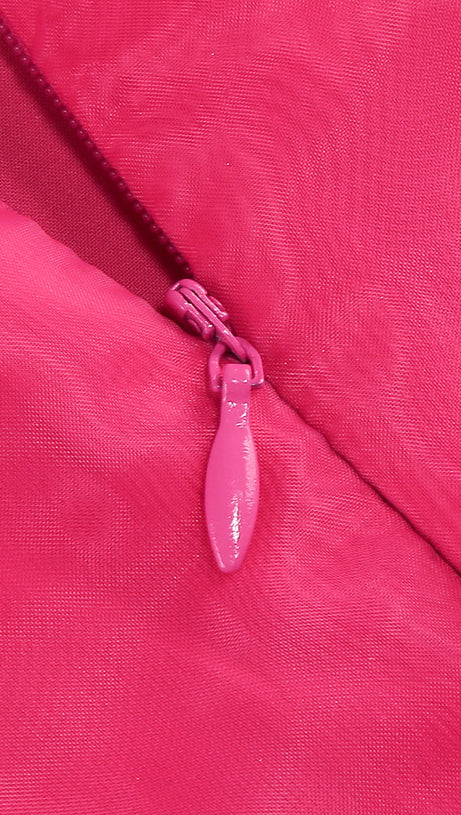 HOT PINK ORGANZA RUFFLED HALTER MINI DRESS