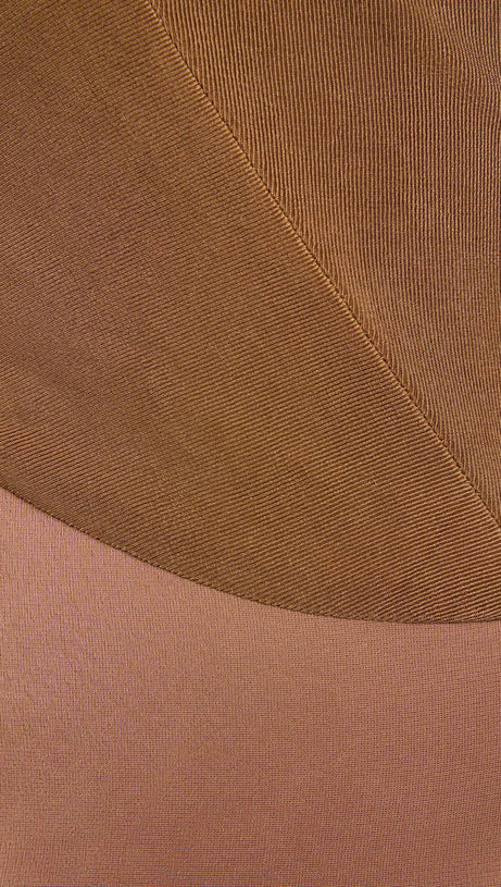 ELEANOR SHEATH ASYMMETRIC NECK TAFFETA MIDI DRESS IN BROWN