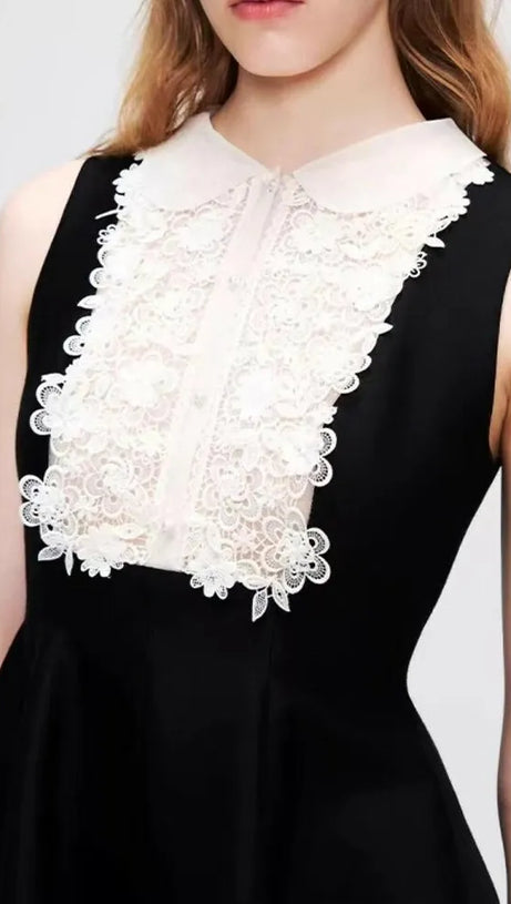 DARAY BLACK LACE SLEEVELESS MINI DRESS