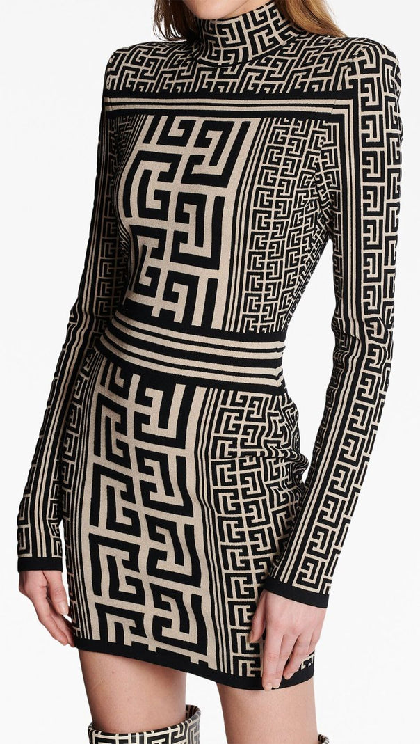 AIIZIE ELIZABETH MONOGRAM JACQUARD KNITTED MINI DRESS - product image