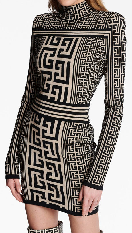 ELIZABETH MONOGRAM MINIKLEID AUS JACQUARD-STRICK