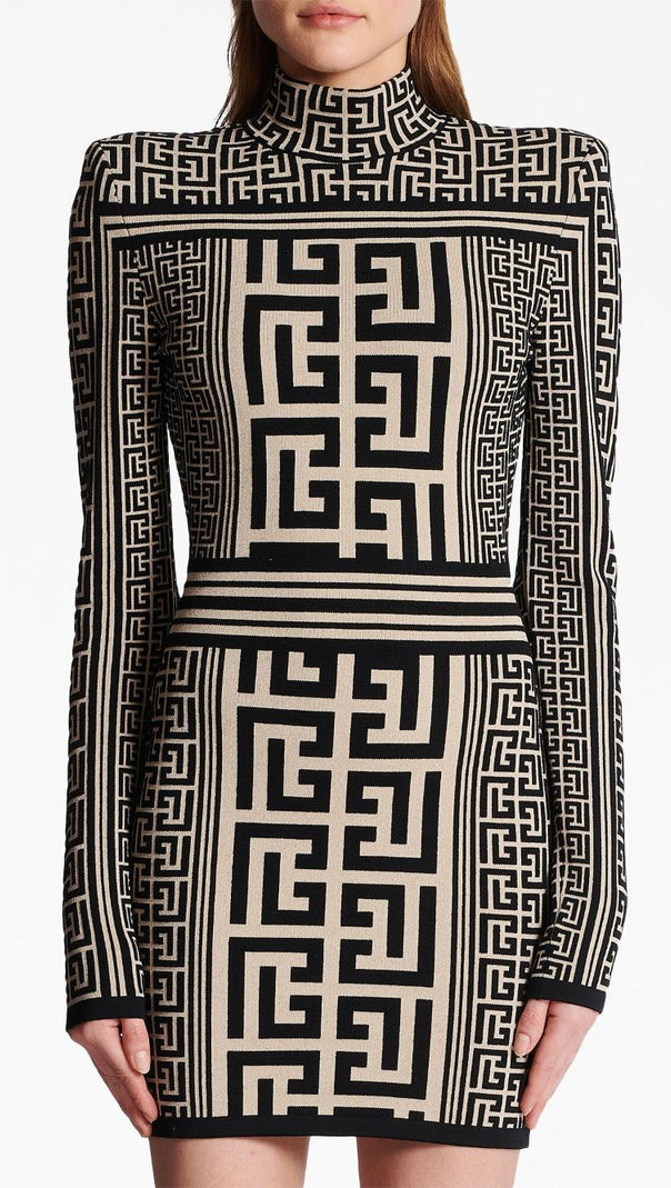 AIIZIE ELIZABETH MONOGRAM JACQUARD KNITTED MINI DRESS - product image