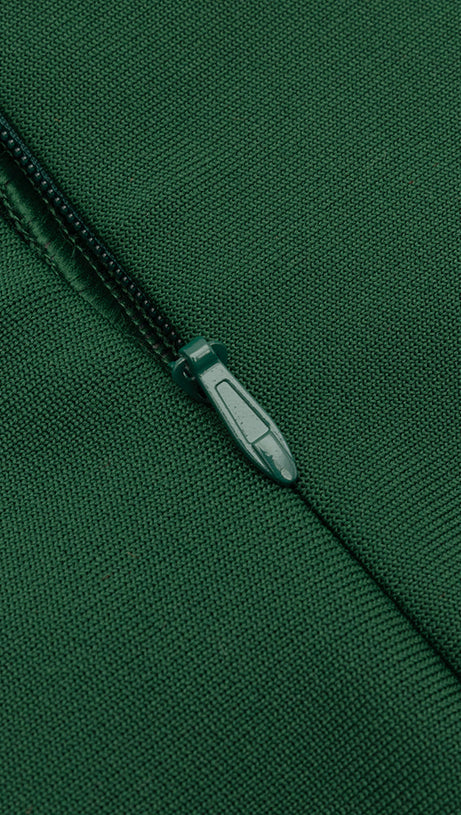 JAMIE GREEN PLEATED SLEEVE TRIM SATIN MAXI DRESS