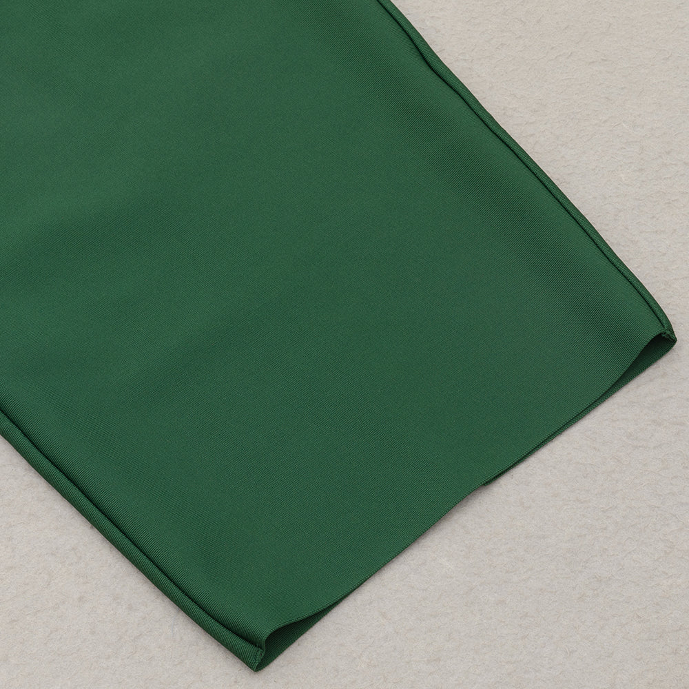 AIIZIE JAMIE GREEN PLEATED SLEEVE TRIM SATIN MAXI DRESS - product image