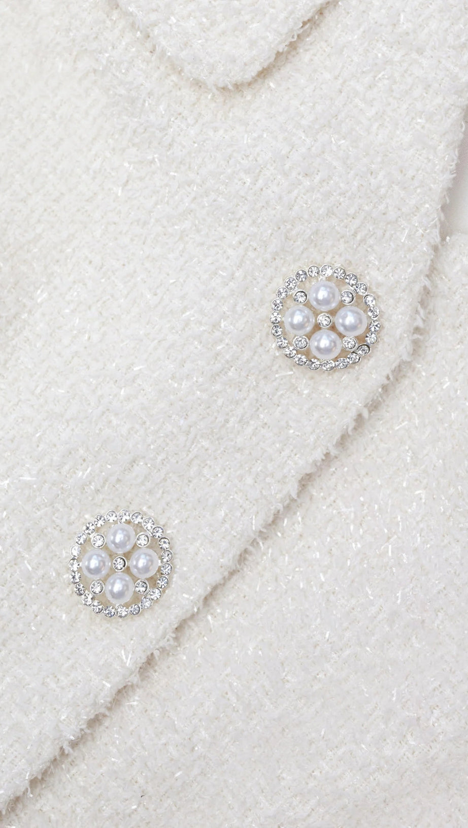 CREAM TINSEL BOUCLE BUTTONED MINI DRESS