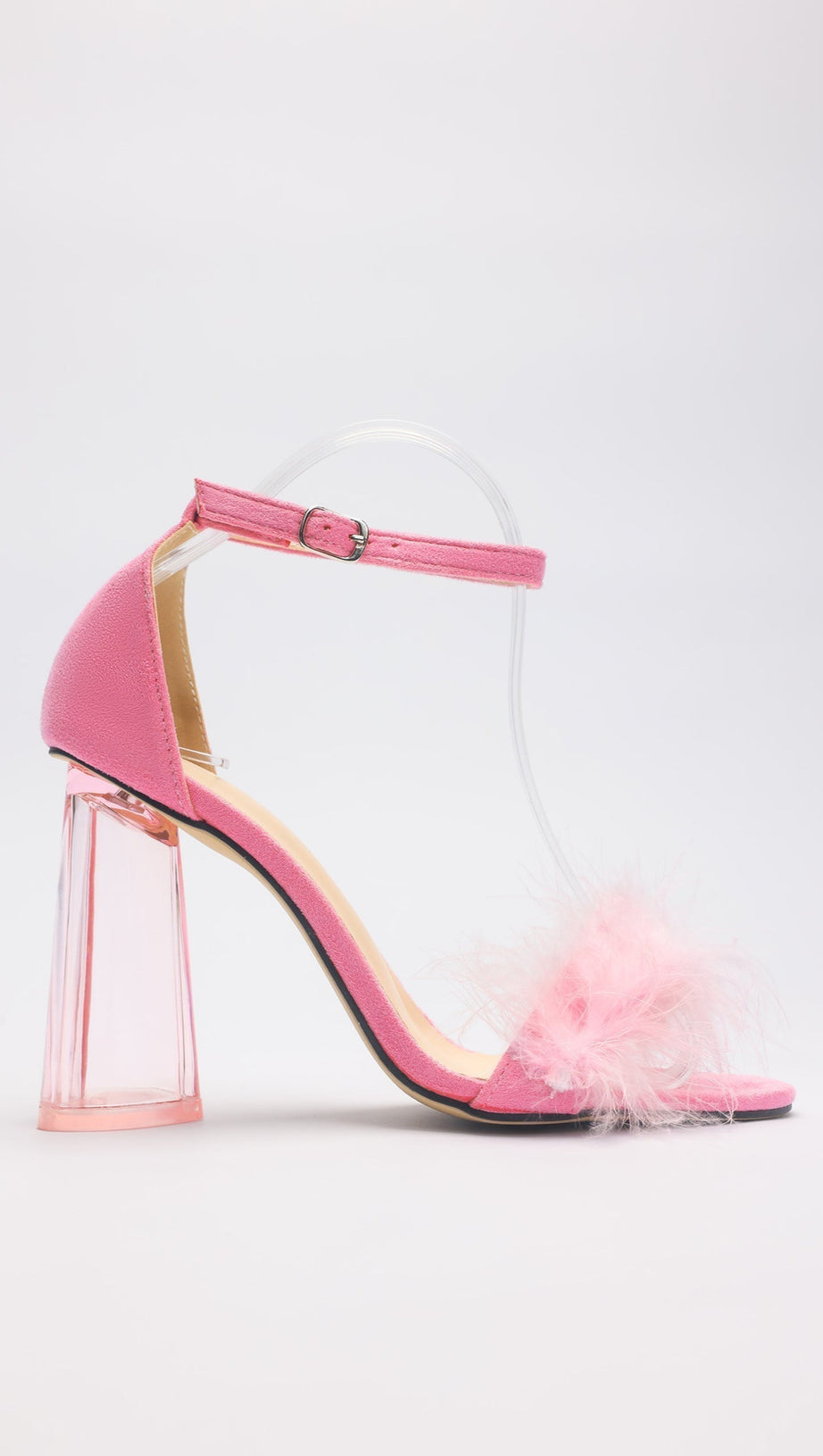 HAIRY HEART-SHAPED CRYSTAL HEELS