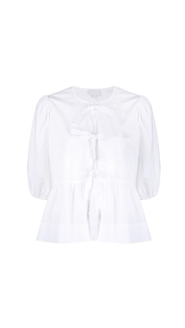 AIIZIE WHITE PUFF-SLEEVE ORGANIC-COTTON TOP - product image