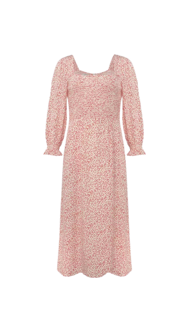 AIIZIE FLORAL LANTERN SLEEVE MIDI DRESS - product image