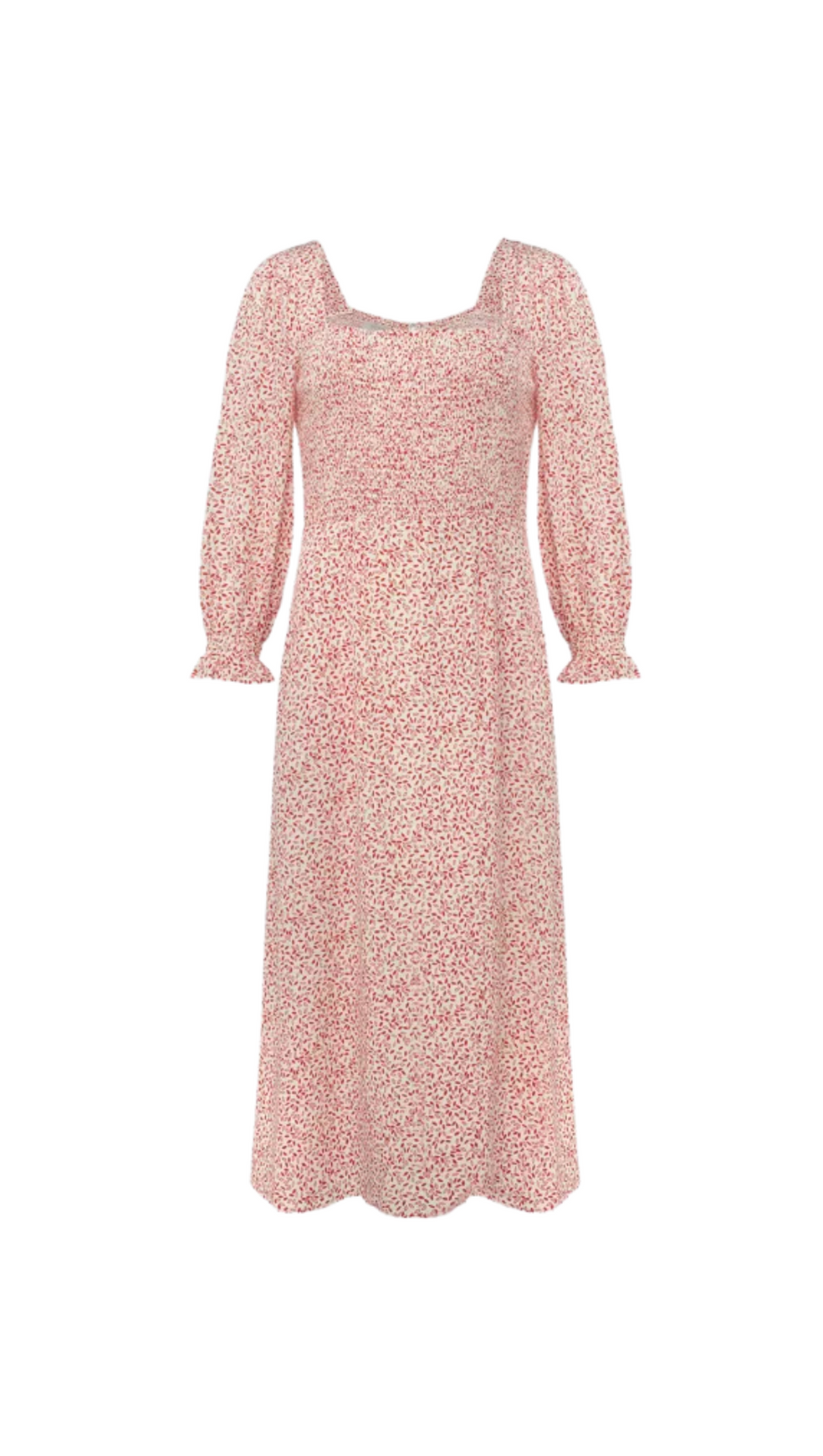 FLORAL LANTERN SLEEVE MIDI DRESS
