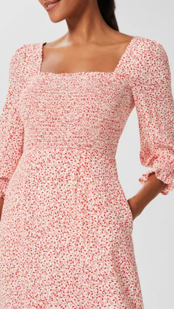 AIIZIE FLORAL LANTERN SLEEVE MIDI DRESS - product image
