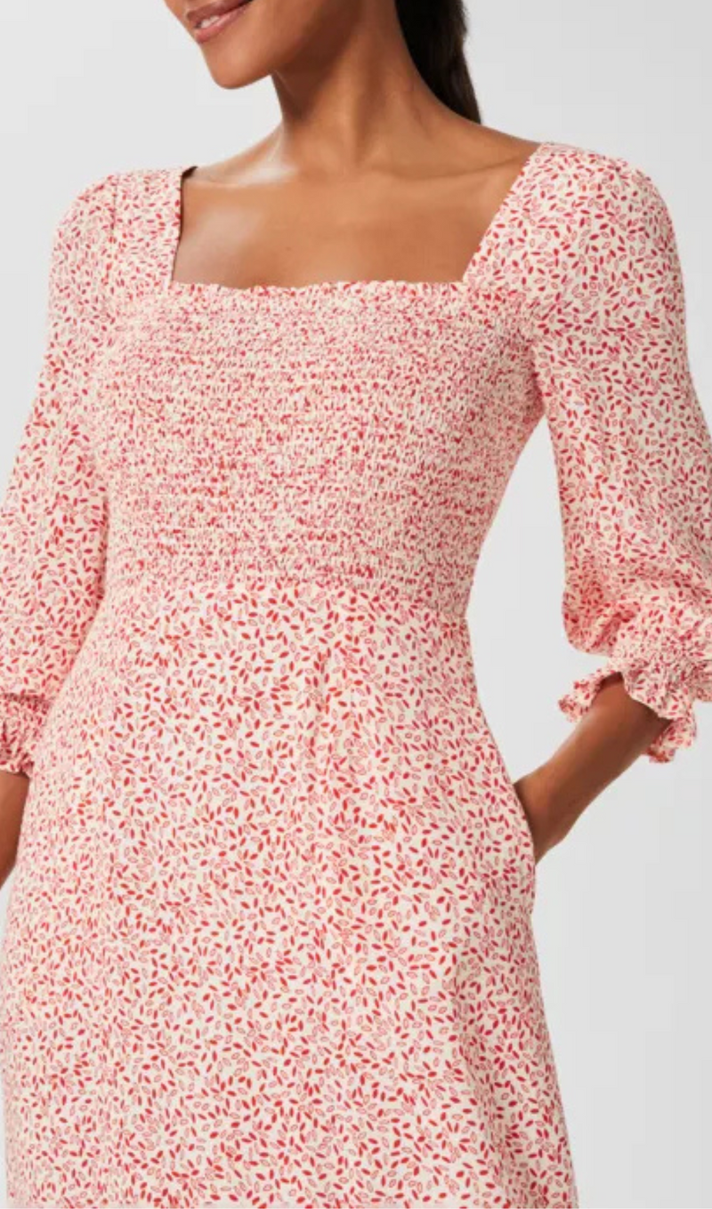 FLORAL LANTERN SLEEVE MIDI DRESS