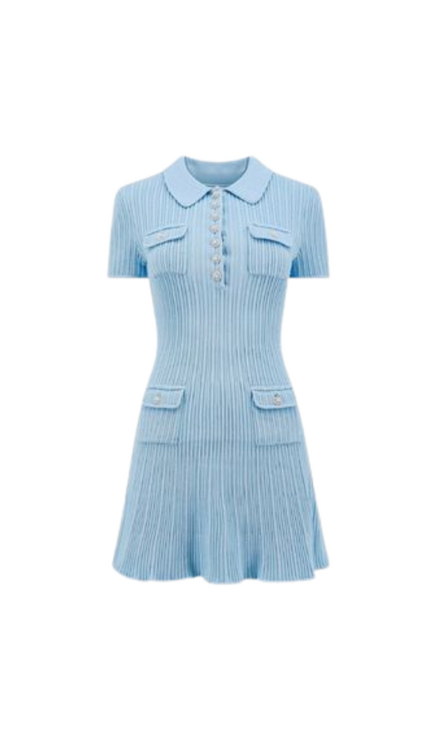 AIIZIE BLUE SEQUIN KNIT MINI DRESS - product image