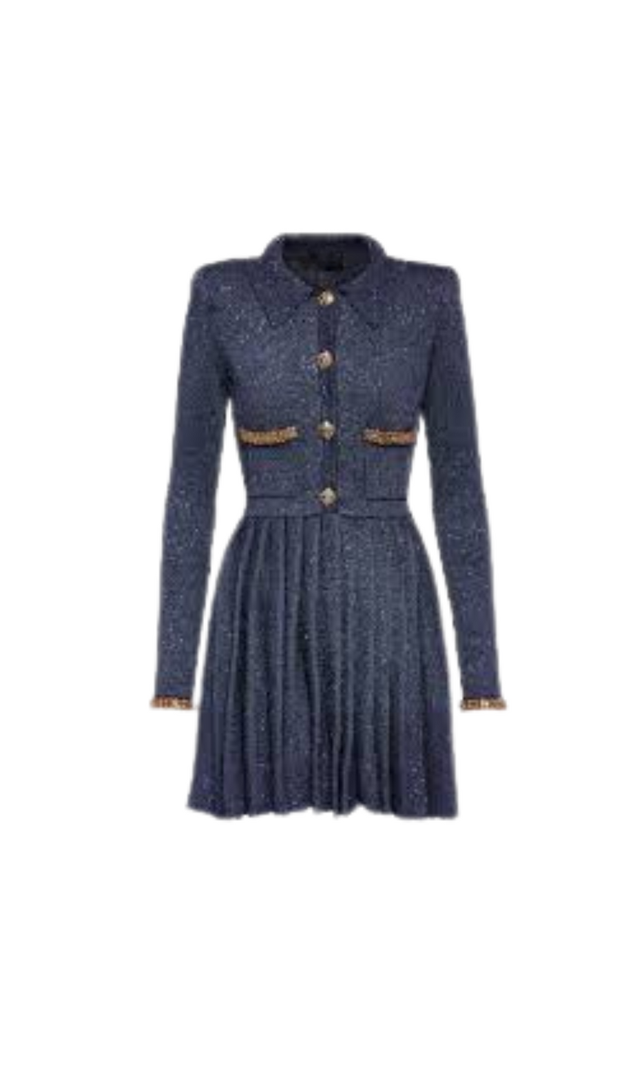 NAVY KNIT COLLAR MINI DRESS