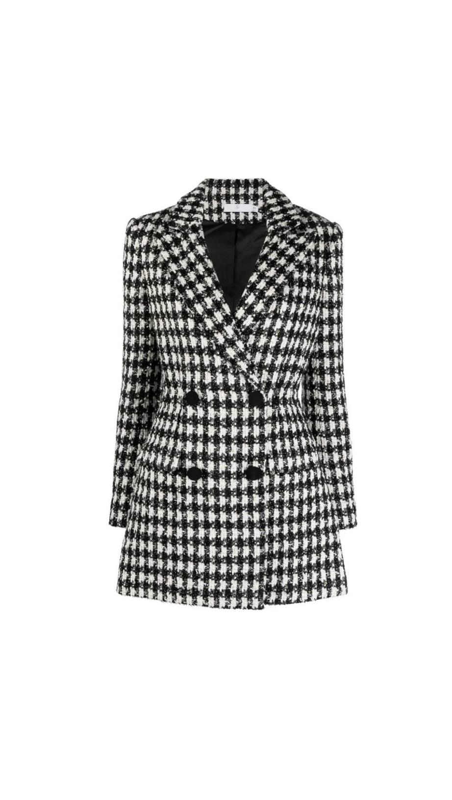 BLACK CHECK BOUCLE TAILORED MINI DRESS