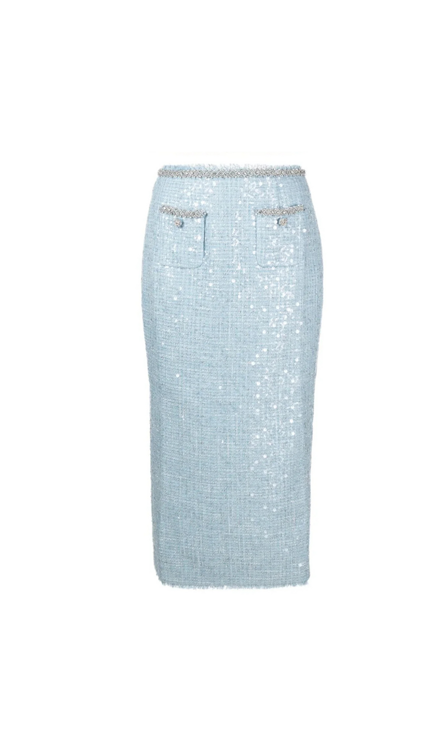 GONNA MIDI BOUCLE CON PAILLETTES BLU 