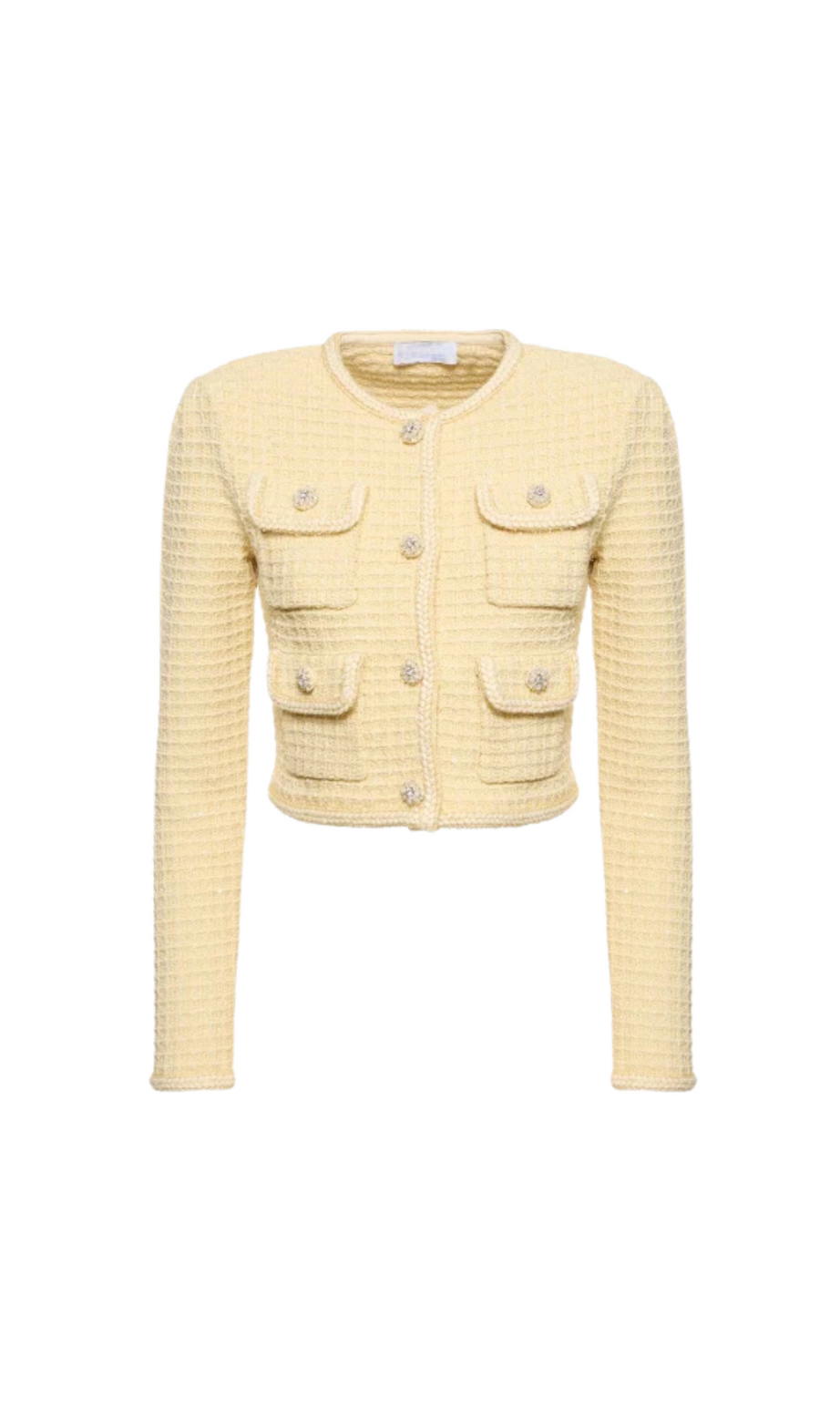 GELBE STRICKJACKE MIT STRUKTUR 