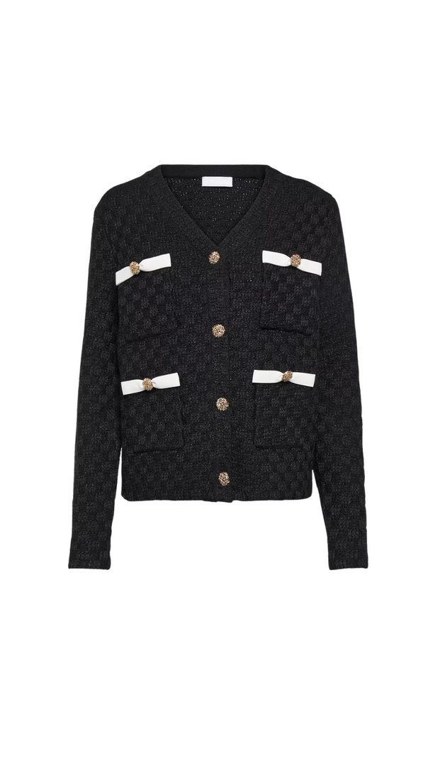 AIIZIE BLACK WEAVE CARDIGAN - product image