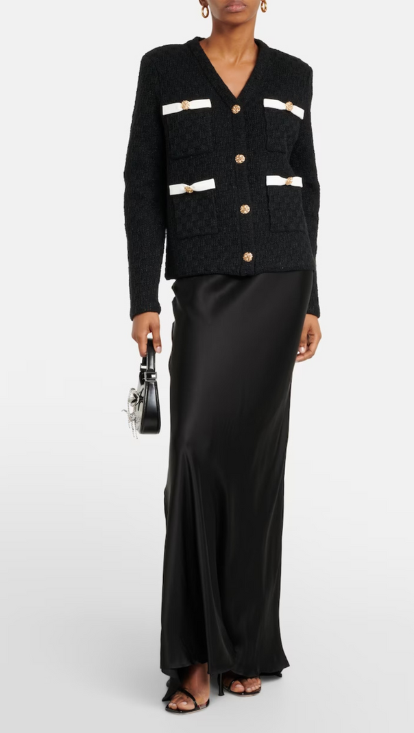 AIIZIE BLACK WEAVE CARDIGAN - product image