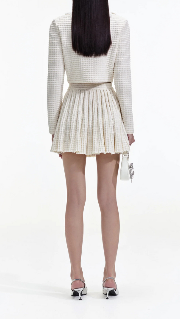 AIIZIE CREAM KNIT FLORAL TRIM CARDIGAN - product image