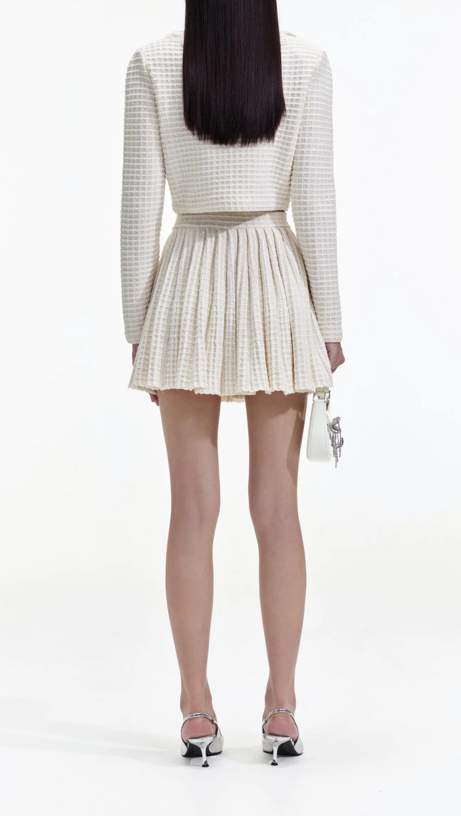 CREAM KNITTED MINI SKIRT