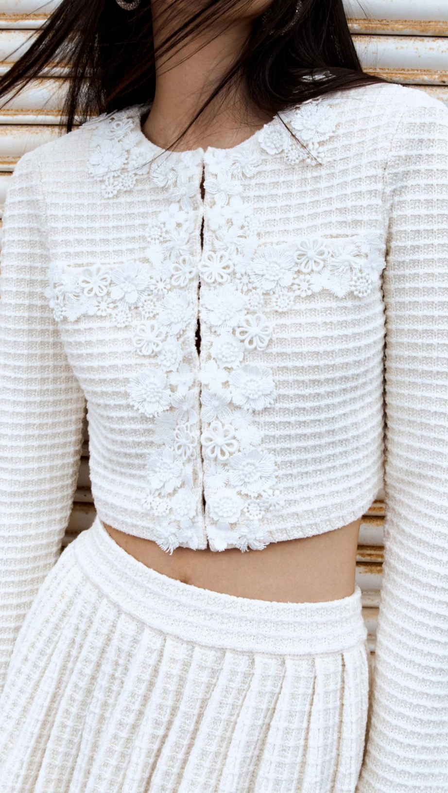 CREAM KNITTED MINI SKIRT