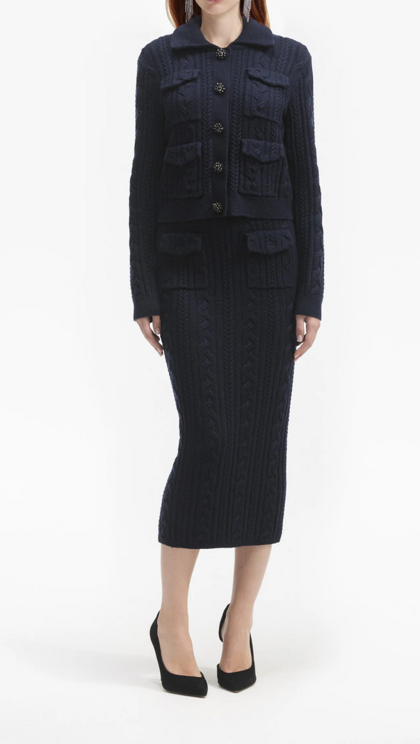 AIIZIE NAVY MIDI KNIT SKIRT - product image
