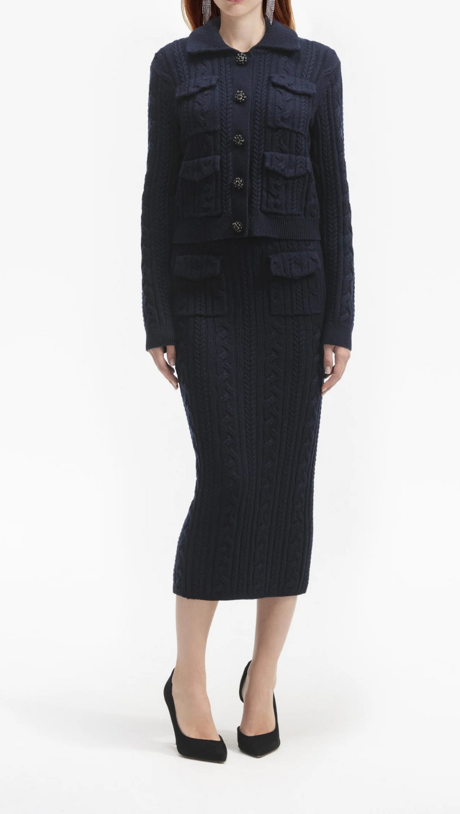 GONNA MIDI IN MAGLIA BLU MARINO 