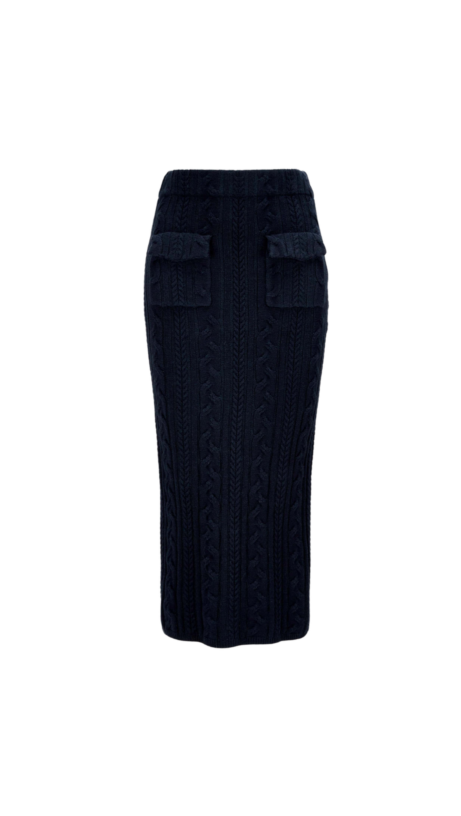 NAVY MIDI KNIT SKIRT
