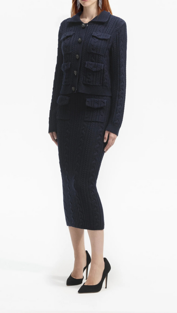 AIIZIE NAVY MIDI KNIT SKIRT - product image