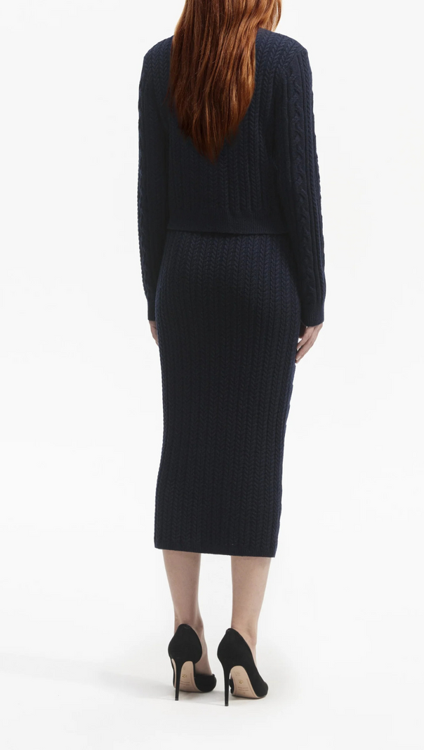 AIIZIE NAVY MIDI KNIT SKIRT - product image