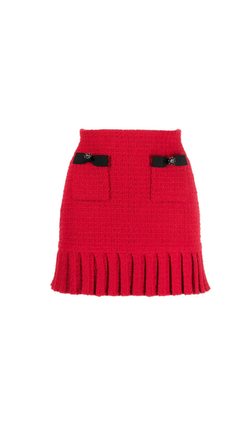 RED KNIT MINI SKIRT