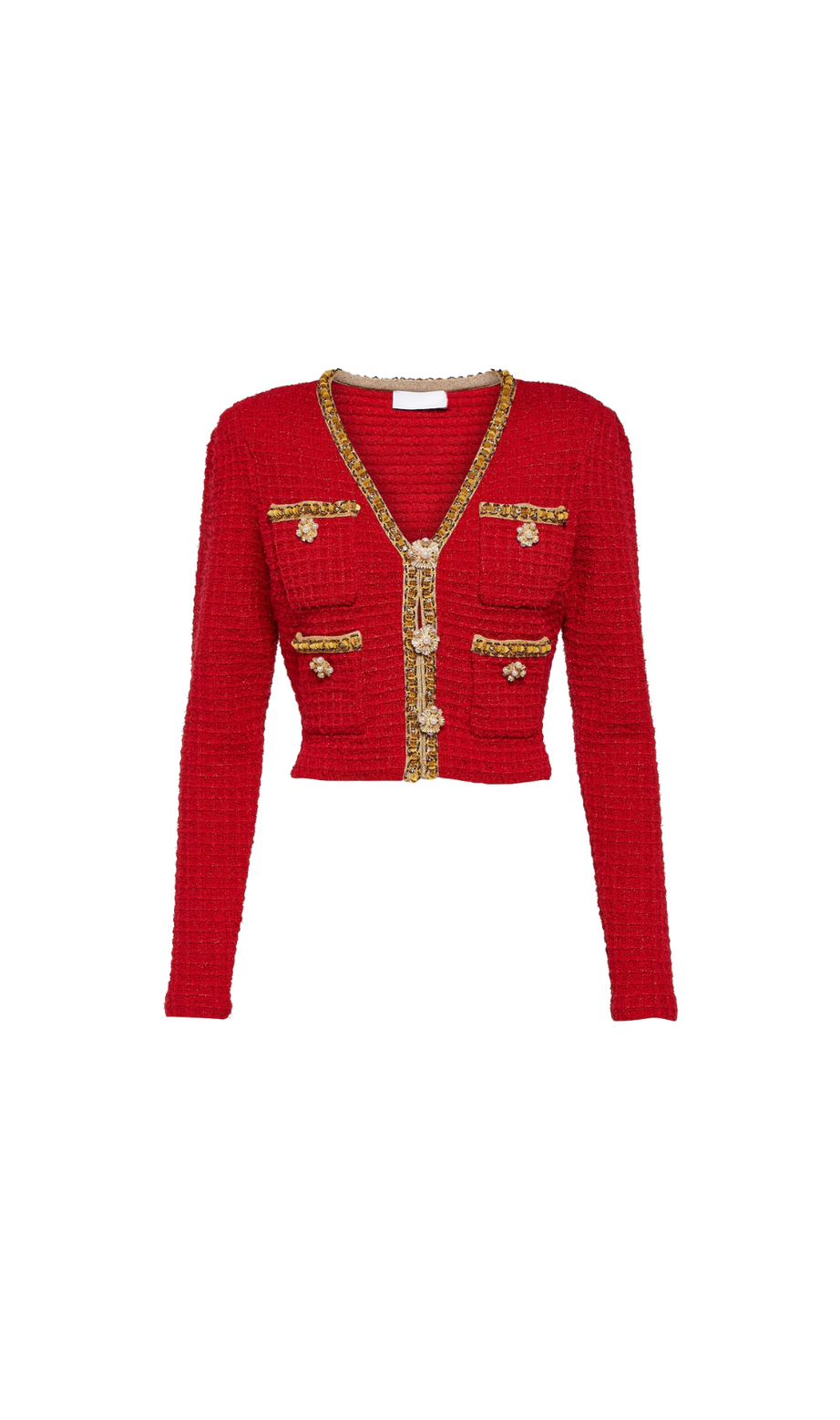 ROTER STRICK-CARDIGAN MIT V-AUSSCHNITT 