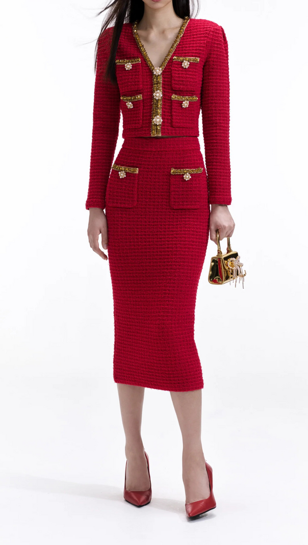 AIIZIE RED KNIT MIDI SKIRT - product image