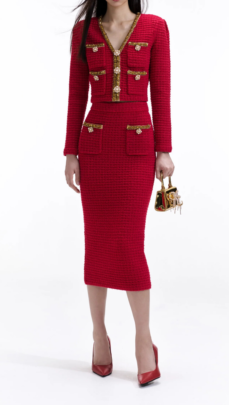 GONNA MIDI IN MAGLIA ROSSA 