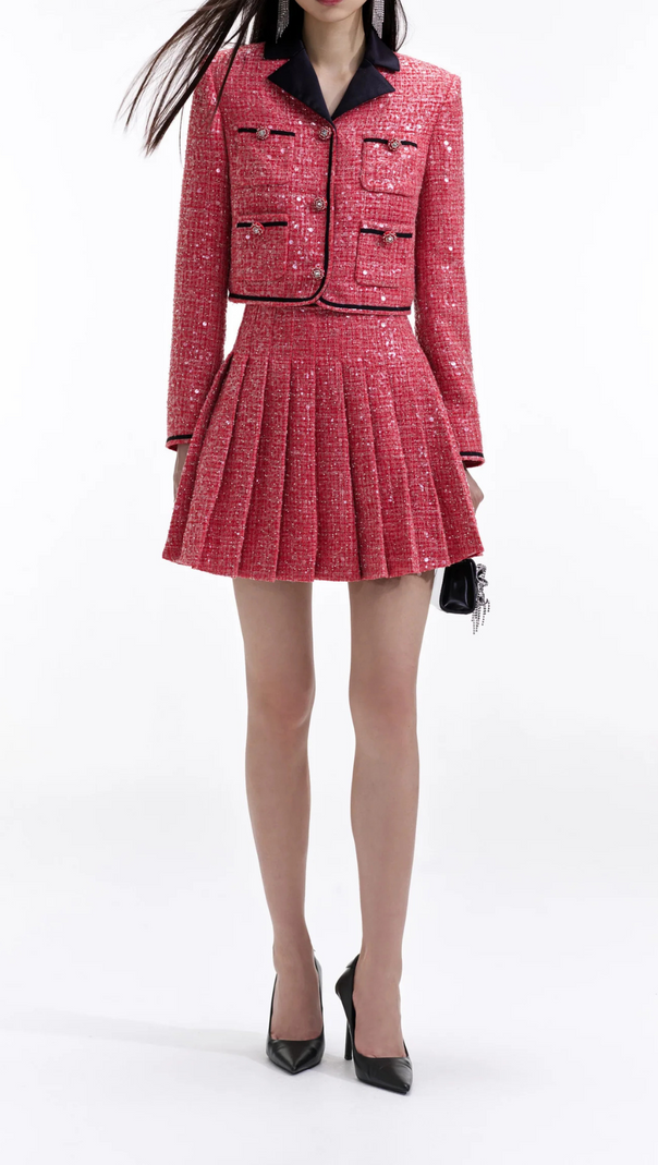 AIIZIE RED BOUCLE MINI SKIRT - product image