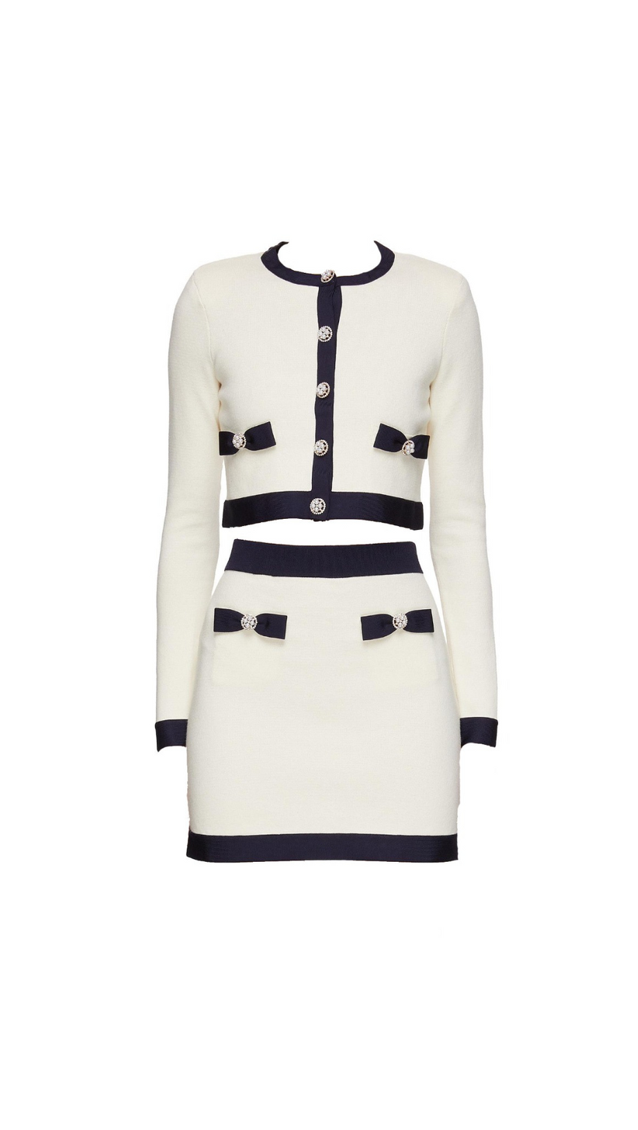 CREAM KNIT BOW CARDIGAN