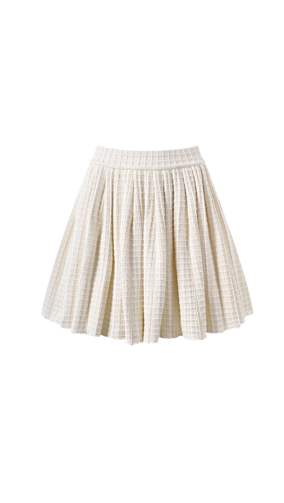 CREAM KNITTED MINI SKIRT