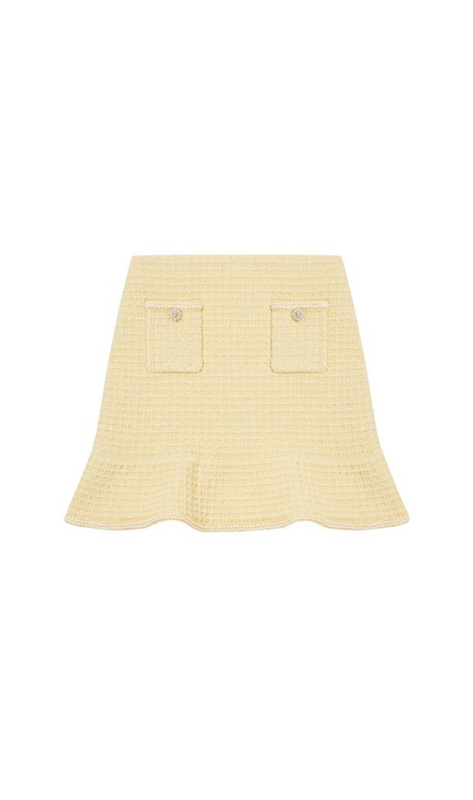 YELLOW TEXTURED KNIT SKIRT