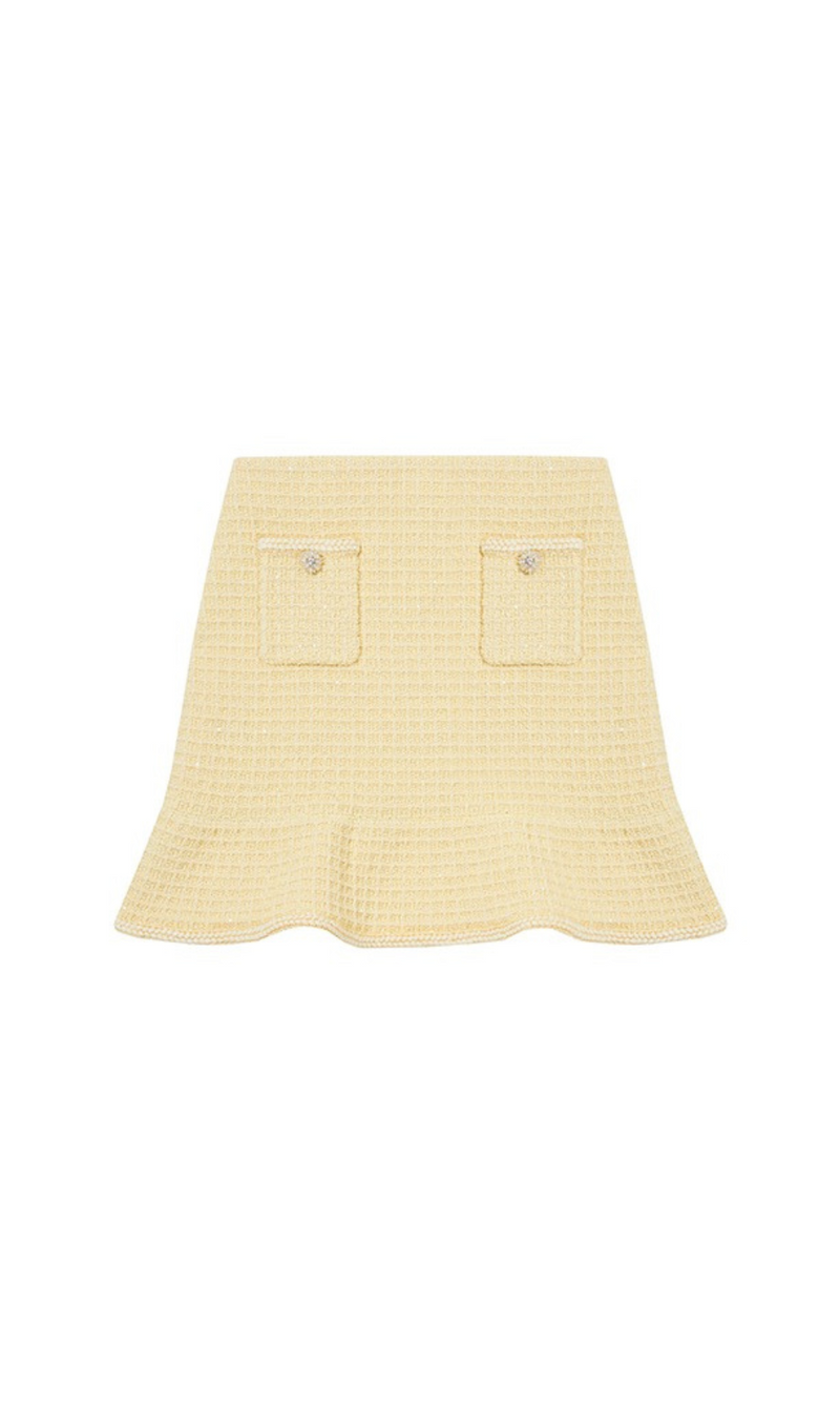 YELLOW TEXTURED KNIT SKIRT