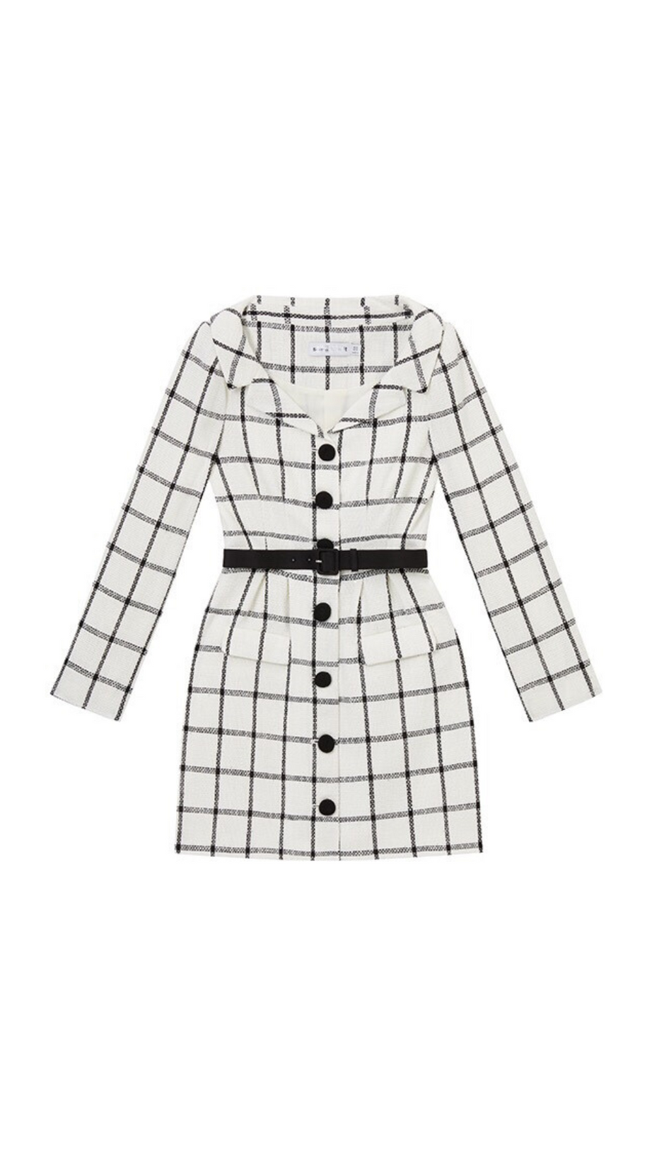 CREAM CHECK TAILORED MINI DRESS