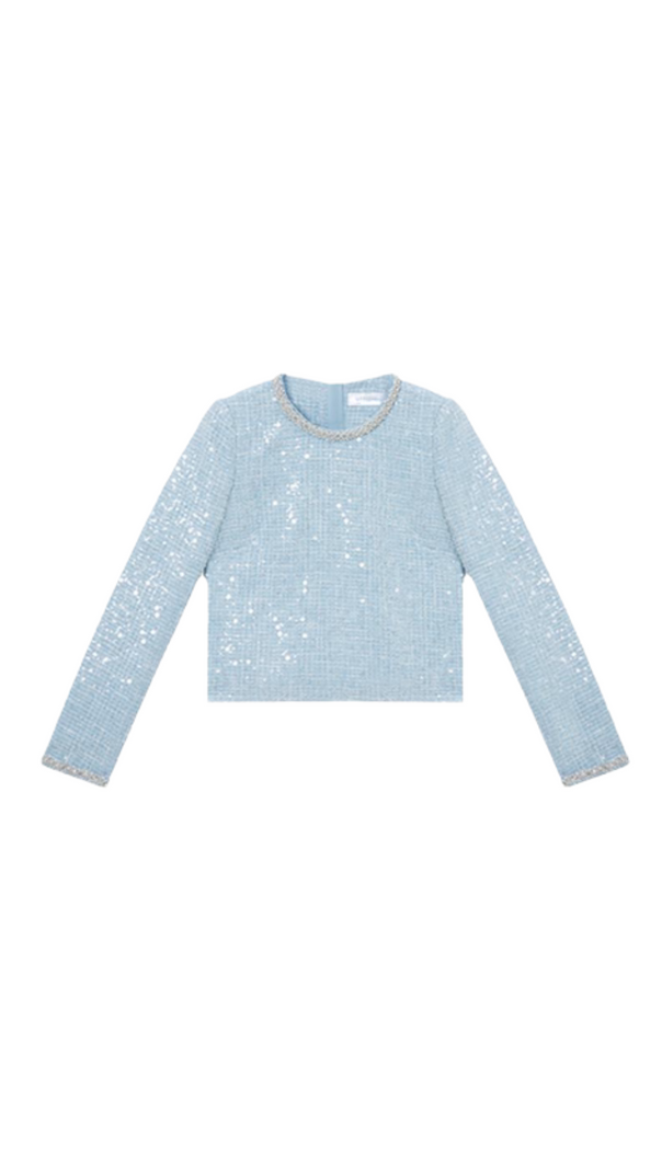 AIIZIE BLUE SEQUIN BOUCLE TOP - product image